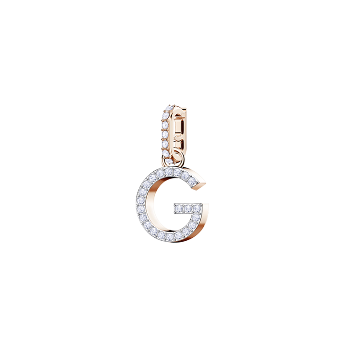 Swarovski Remix Collection Charm G, White, Rose-gold tone plated - Size: 2x1 cm, Rose Gold Plated