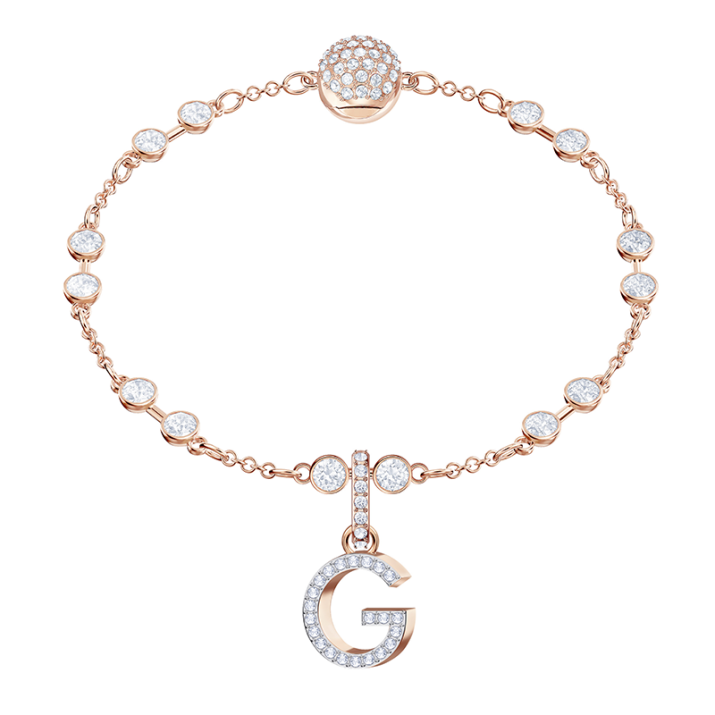 Swarovski Remix Collection Charm G, White, Rose-gold tone plated - Size: 2x1 cm, Rose Gold Plated