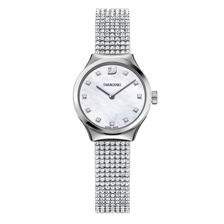 Dreamy Watch, Crystal Mesh strap, White, Stainless steel - Case size: 28 mm Watch strap length: 18.5 cm, Stainless Steel