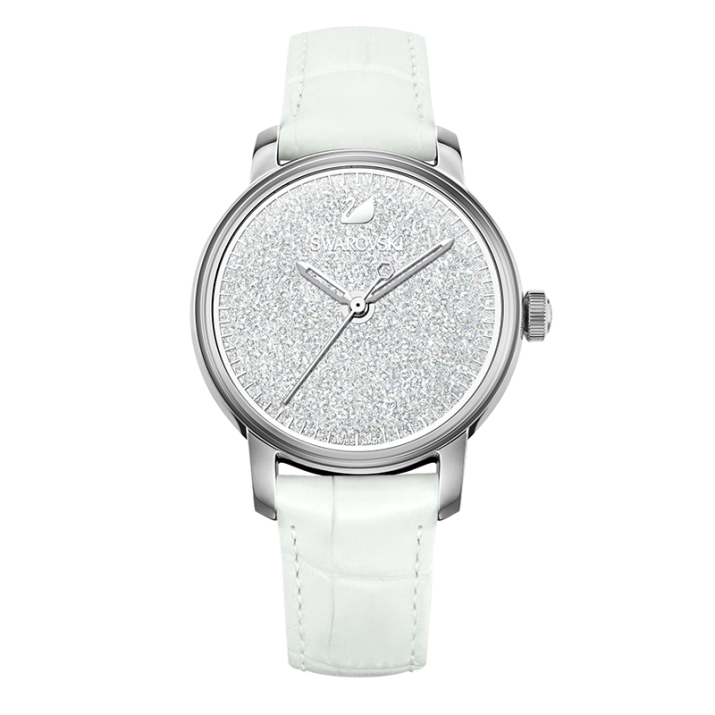 Crystalline Hours Watch, White - Case size: 38 mm Watch strap length: 20 cm, Stainless Steel