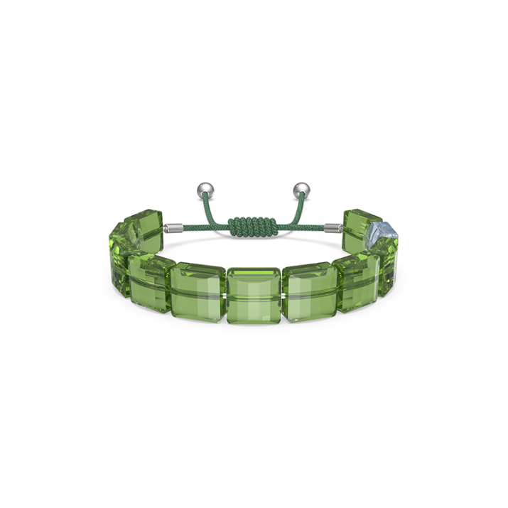 Letra bracelet, Peace, Green, Rhodium plated - Adjustable length: 12 - 24 cm, Rhodium shiny