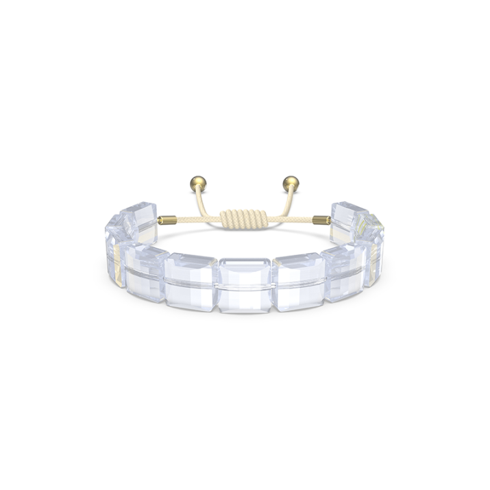 Letra bracelet, Moon, White, Gold-tone plated - Adjustable length: 12 - 24 cm, Gold shiny