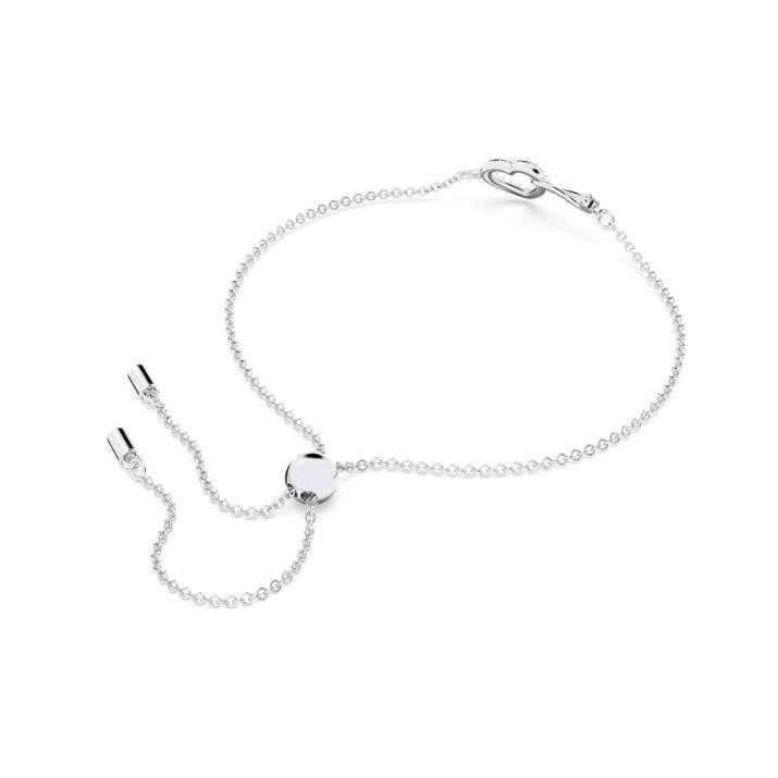 Swarovski Infinity bracelet, Infinity and heart, White, Rhodium plated - M, Rhodium shiny