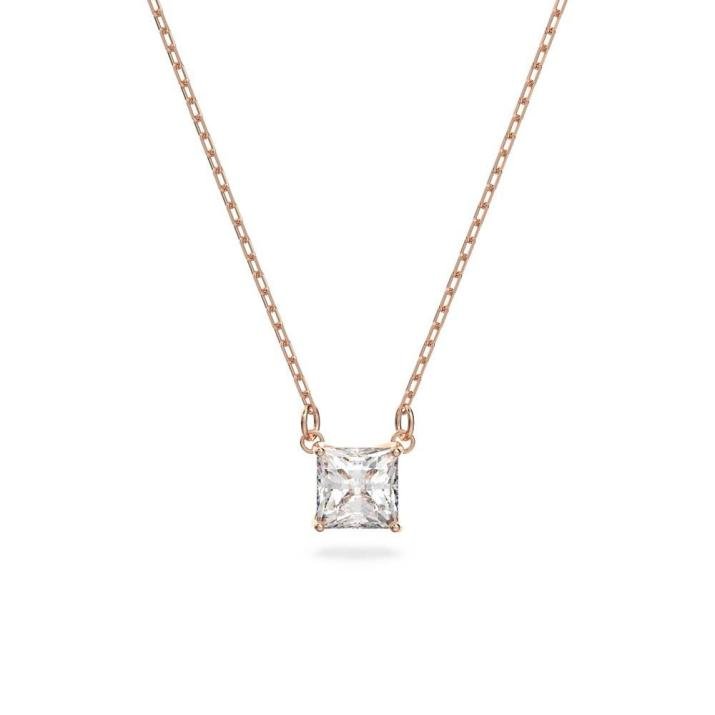 Attract necklace, Square cut, White, Rose gold-tone plated - One Size, Rose Gold shiny