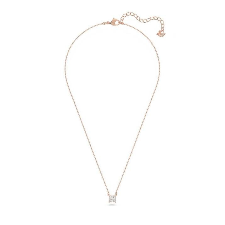 Attract necklace, Square cut, White, Rose gold-tone plated - One Size, Rose Gold shiny