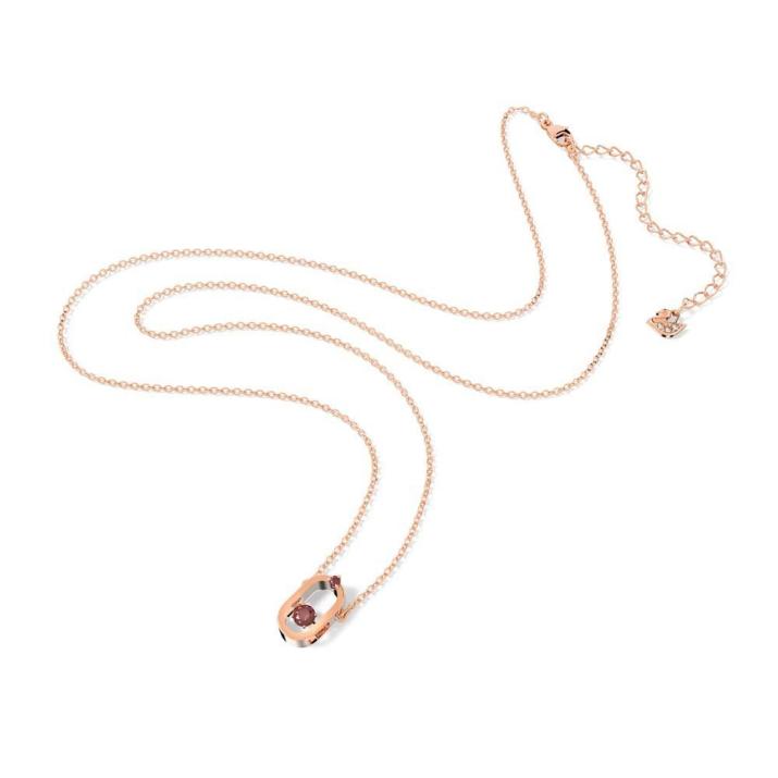 Swarovski Sparkling Dance Oval necklace, Round cut, Red, Rose gold-tone plated - One Size, Rose Gold shiny