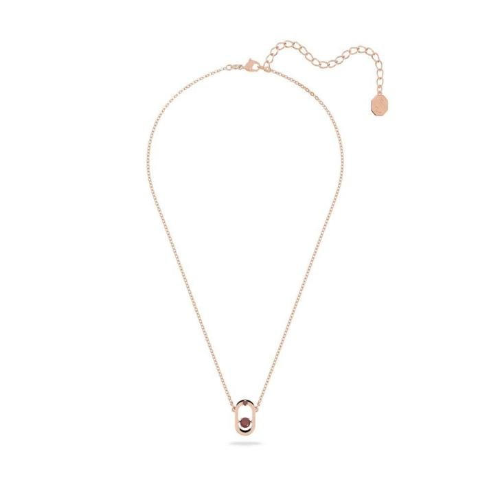 Swarovski Sparkling Dance Oval necklace, Round cut, Red, Rose gold-tone plated - One Size, Rose Gold shiny