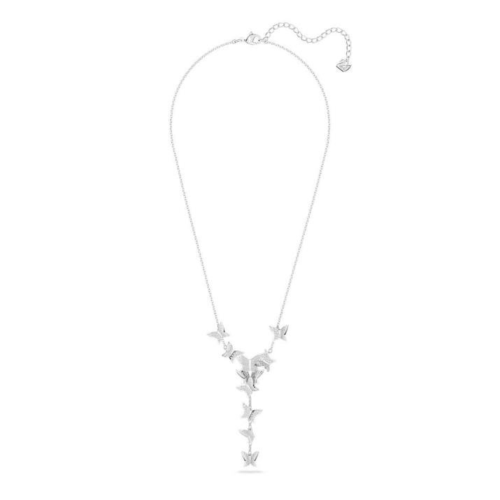 Lilia Y necklace, Butterfly, White, Rhodium plated - One Size, Rhodium shiny