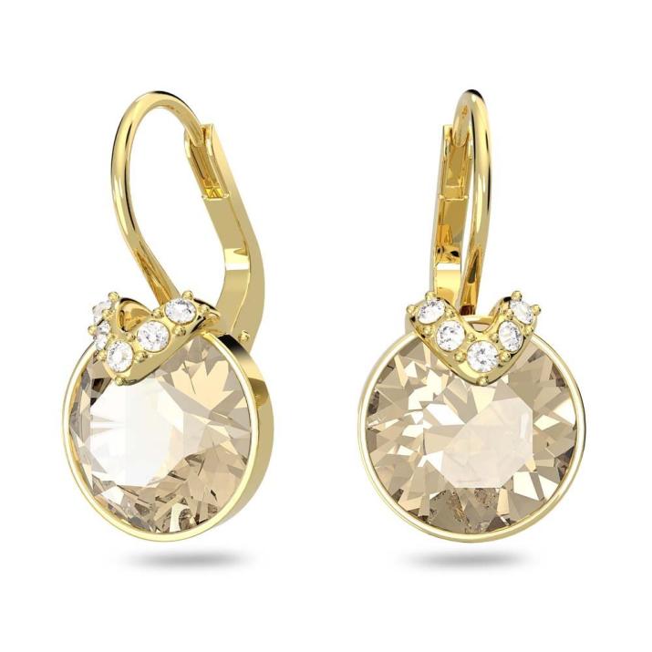 Bella V drop earrings, Round cut, Gold tone, Gold-tone plated - One Size, Gold shiny