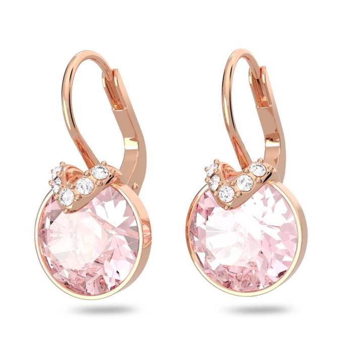 Bella V drop earrings, Round cut, Pink, Rose gold-tone plated - One Size, Rose Gold shiny