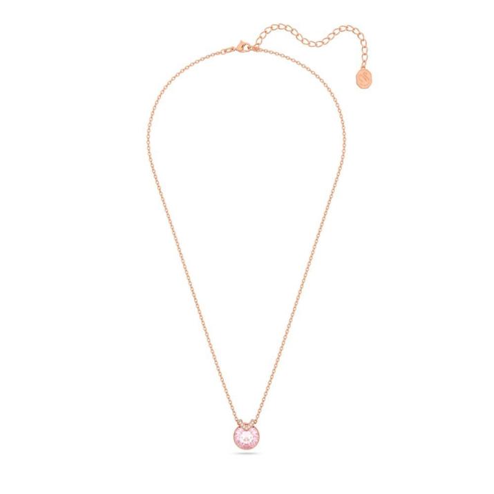 Bella V pendant, Round cut, Pink, Rose gold-tone plated - One Size, Rose Gold shiny